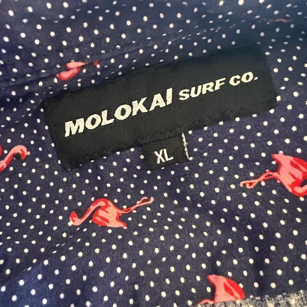 Molokai Short Sleeve Button Up Xl Polka Dot Blue … - image 7